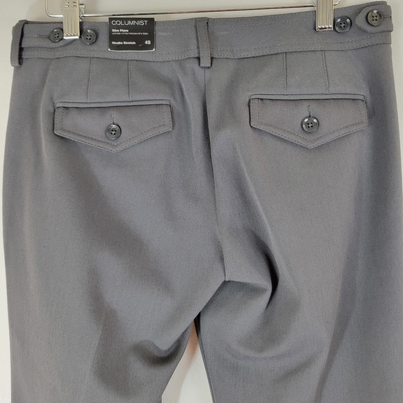 EXPRESS Columnist Studio Stretch Slim Flare grey low rise career office pants - Picture 6 of 11